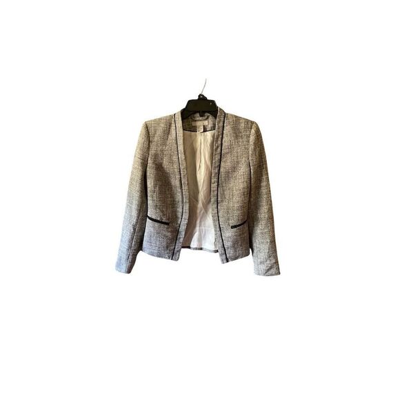 H&M Women's Gray Tweed Blazer Size 8 Mid-Length 3/4 Sleeve Jacket - Picture 7 of 7